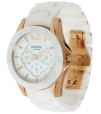 Fossil Ceramic Multifunction White Dial White Steel Strap Watch for Women - CE1006 Authentic Buy Shop Now