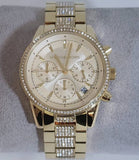 Michael Kors Ritz Chronograph Gold Dial Gold Steel Strap Watch For Women - MK6484 Authentic Buy Shop Now