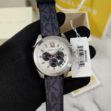 Michael Kors Brecken Chronograph Silver Dial Grey Leather Strap Watch For Men - MK8922 Authentic Buy Shop Now