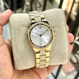 Michael Kors Lenox Three Hand Silver Dial Gold Steel Strap Watch For Women - MK7361 Authentic Buy Shop Now