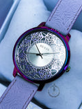 Guess Dahlia Analog Silver Dial Purple Leather Strap Watch For Women - GW0529L4 Authentic Buy Shop Now