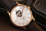 Tissot Tradition Powermatic 80 Open Heart Silver Dial Brown Leather Strap Watch For Men - T063.907.36.038.00 Authentic Buy Shop Now