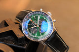 Breitling Navitimer B01 Chronograph 46 Green Dial Black Leather Strap Watch for Men - AB0137241L1P1 Authentic Buy Shop Now