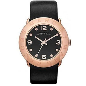 Marc Jacobs Amy Black Dial Black Leather Strap Watch for Women - MBM1225 Authentic Buy Shop Now