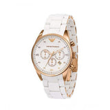 Emporio Armani Sportivo Silver Dial White Silicone Strap Watch For Women - AR5920 Authentic Buy Shop Now