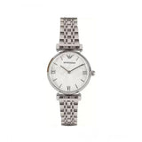Emporio Armani Gianni T Bar White Marble Dial Silver Steel Strap Watch For Women - AR11170 Authentic Buy Shop Now