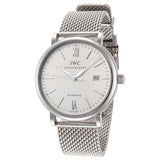 IWC Portofino Automatic White Dial Silver Mesh Bracelet Watch for Men - IW356505 Authentic Buy Shop Now