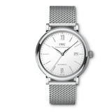IWC Portofino Automatic White Dial Silver Mesh Bracelet Watch for Men - IW356505 Authentic Buy Shop Now