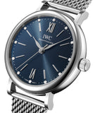 IWC Portofino Automatic Blue Dial Silver Mesh Bracelet Watch for Women - IW357404 Authentic Buy Shop Now
