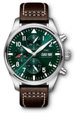 IWC Pilot's Watch Chronograph Edition Racing Green 43mm Green Dial Brown Leather Strap Watch for Men - IW377726 Authentic Buy Shop Now