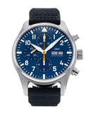 IWC Pilot's Automatic Chronograph 43mm Blue Dial Blue Calfskin Strap Watch for Men - IW377729 Authentic Buy Shop Now