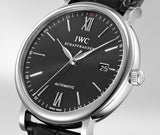 IWC Portofino Automatic Black Dial Black Leather Strap Watch for Men - IW356502 Authentic Buy Shop Now