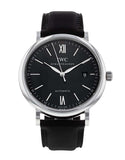 IWC Portofino Automatic Black Dial Black Leather Strap Watch for Men - IW356502 Authentic Buy Shop Now