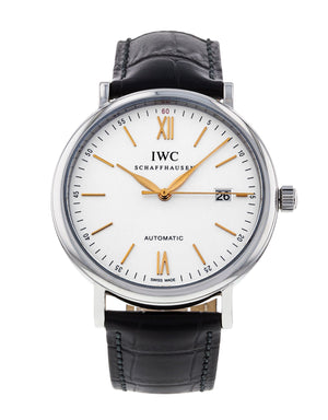 IWC Portofino Automatic White Dial Black Leather Strap Watch for Men - IW356517 Authentic Buy Shop Now