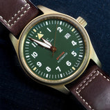IWC Pilot's Watch Automatic Spitfire Green Dial Brown Leather Strap Watch for Men - IW326802 Authentic Buy Shop Now