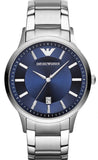 Emporio Armani Renato Quartz Blue Dial Silver Steel Strap Watch For Men - AR11182 Authentic Buy Shop Now