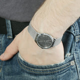 Calvin Klein Minimal Grey Dial Silver Mesh Bracelet Watch for Men - K3M21124 Authentic Buy Shop Now