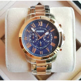 Fossil Grant Chronograph Blue Dial Two Tone Steel Strap Watch for Men - FS5024 Authentic Buy Shop Now