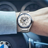 Maserati Triconic Automatic Skeleton Grey Dial Silver Steel Strap Watch For Men - R8823139002 Authentic Buy Shop Now