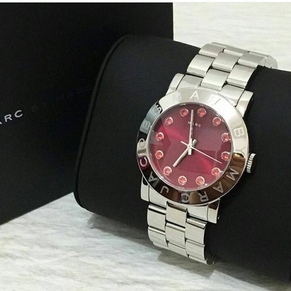 Marc Jacobs Amy Red Dial Silver Steel Strap Watch for Women - MBM3333 Authentic Buy Shop Now
