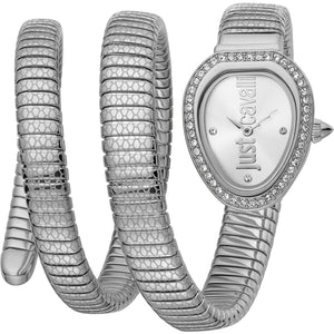 Just Cavalli Doppio Silver Dial Silver Steel Strap Watch for Women - JC1L163M0015 Authentic Buy Shop Now