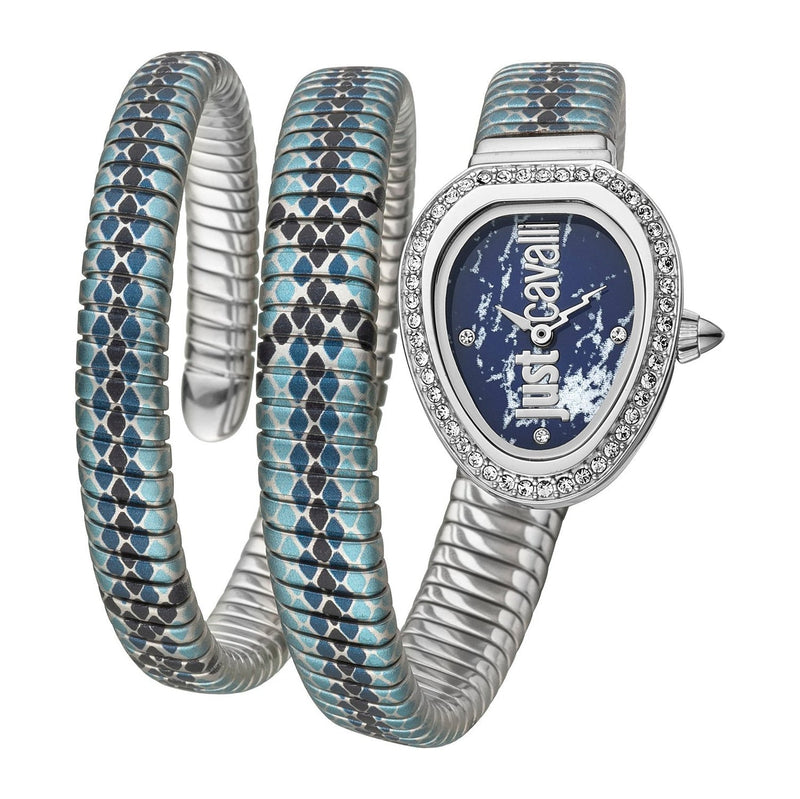 Just Cavalli Glam Snake Blue Dial Multicolor Steel Strap Watch for Women - JC1L163M0225 Authentic Buy Shop Now