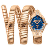 Just Cavalli Mesmerizing Blue Dial Rose Gold Steel Strap Watch for Women - JC1L304M0045