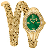 Just Cavalli Twined Green Dial Gold Steel Strap Watch for Women - JC1L305M0035 Authentic Buy Shop Now
