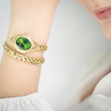 Just Cavalli Twined Green Dial Gold Steel Strap Watch for Women - JC1L305M0035 Authentic Buy Shop Now