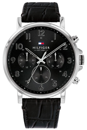 Tommy Hilfiger Daniel Black Dial Black Leather Strap Watch for Men - 1710381 Authentic Buy Shop Now