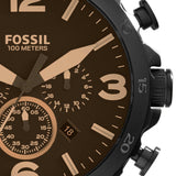 Fossil Nate Chronograph Brown Dial Brown Leather Strap Watch for Men - JR1487 Authentic Buy Shop Now
