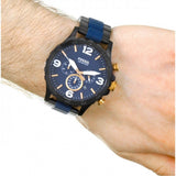 Fossil Nate Chronograph Blue Dial Two Tone Steel Strap Watch for Men - JR1494 Authentic Buy Shop Now