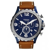 Fossil Nate Chronograph Navy Blue Dial Brown Leather Strap Watch for Men - JR1504 Authentic Buy Shop Now