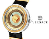 Versace V Metal Icon Gold Dial Black & Silver & Gold Strap Watch for Women - VLC020014 Authentic Buy Shop Now