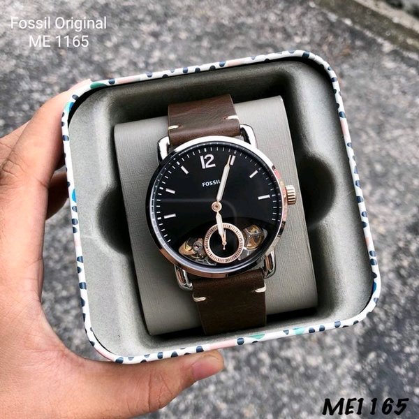 Fossil The Commuter Twist Black Dial Brown Leather Strap Watch for Men - ME1165 Authentic Buy Shop Now