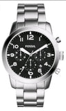 Fossil Pilot Chronograph Black Dial Silver Steel Strap Watch for Men - FS5141 Authentic Buy Shop Now