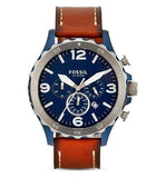 Fossil Nate Chronograph Navy Blue Dial Brown Leather Strap Watch for Men - JR1504 Authentic Buy Shop Now