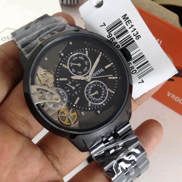 Fossil Townsman Mechanical Black Dial Black Steel Strap Watch for Men - ME1136 Authentic Buy Shop Now