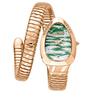 Just Cavalli Taglio Green Dial Rose Gold Steel Strap Watch for Women - JC1L225M0065 Authentic Buy Shop Now