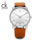 Calvin Klein City Quartz White Dial Light Brown Leather Strap Watch For Men - K2G21138 Authentic Buy Shop Now