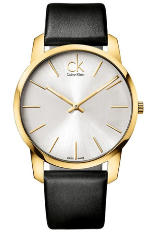 Calvin Klein City Silver Dial Black Leather Strap Watch for Men - K2G21520 Authentic Buy Shop Now
