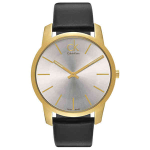 Calvin Klein City Silver Dial Black Leather Strap Watch For Men - K2G21520 Authentic Buy Shop Now