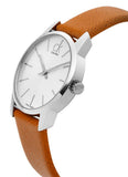 Calvin Klein City Silver Dial Light Brown Leather Strap Watch For Women- K2G23120 Authentic Buy Shop Now