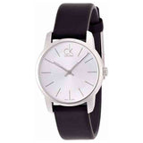 Calvin Klein City Silver Dial Black Leather Strap Watch For Women - K2G231C6 Authentic Buy Shop Now