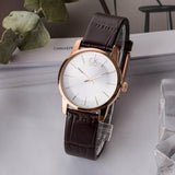 Calvin Klein City White Mother of Pearl Dial Brown Leather Strap Watch for Women - K2G23620 Authentic Buy Shop Now