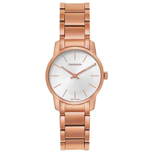 Calvin Klein City White Mother of Pearl Dial Rose Gold Steel Strap Watch for Women - K2G23646 Authentic Buy Shop Now