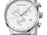 Calvin Klein City Chronograph White Dial Silver Mesh Bracelet Watch for Men - K2G27126 Authentic Buy Shop Now