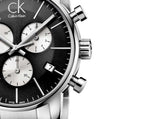 Calvin Klein City Chronograph Black Dial Silver Steel Strap Watch for Men - K2G2714X Authentic Buy Shop Now