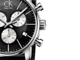 Calvin Klein City Chronograph Black Dial Black Leather Strap Watch for Men - K2G271CX Authentic Buy Shop Now