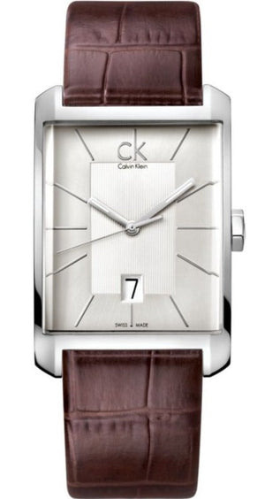 Calvin Klein Window Silver Dial Brown Leather Strap Watch for Men - K2M21126 Authentic Buy Shop Now